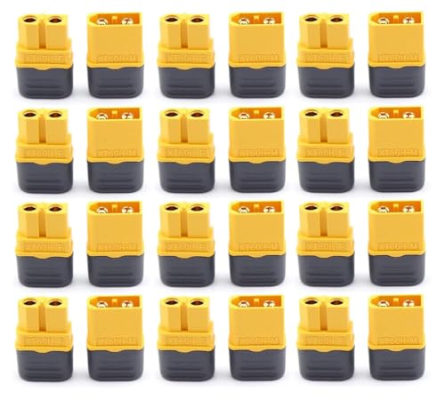 12 Pair XT60H Connectors (XT60 Upgrade), XT60H Male Female Bullet Connectors Power Plugs with Sheath for Lipo Battery RC Planes Cars