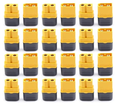 12 Pair XT60H Connectors (XT60 Upgrade), XT60H Male Female Bullet Connectors Power Plugs with Sheath for Lipo Battery RC Planes Cars