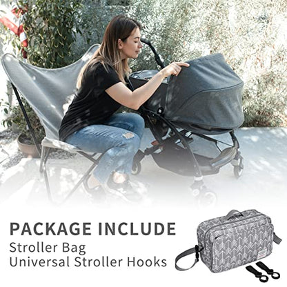 GOGOSO Universal Stroller Caddy Accessories All-in-One Baby Organizer with Insulated Pocket,Capacity for Diapers, Toys & Snacks, Dark Gray - color: arrow