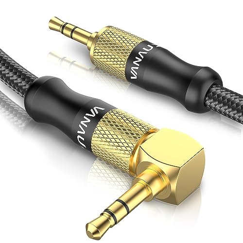 3.5mm Audio Cable， VANAUX 90 Degree Right Angle Auxiliary Cable Stereo Aux Jack to Jack Cord Compatible for Mp3 Player, Car Stereos, Smartphone, Speakers, Headphone and More(6.6ft/2m) - size: 6.6 ft