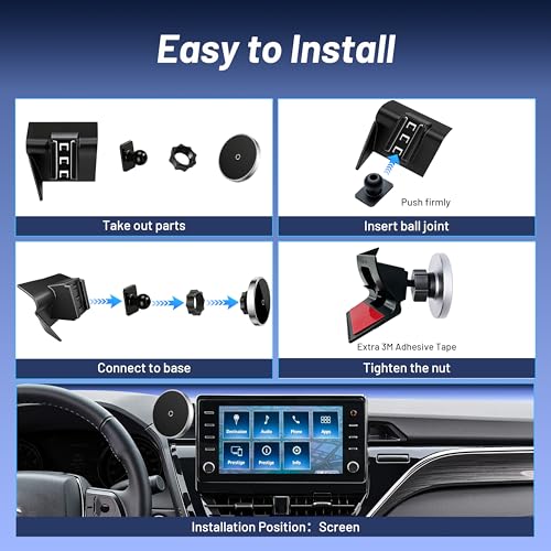 Car Phone Holder for Toyota Camry (2021-2023 2024), MagSafe Car Mount Charger, Magnetic Phone Holder, 15W Wireless Charging, Dashboard Phone Holder, 360° & Hands Free, 2022 Camry Interior Accessories - size: Toyota Camry | 2021-2024