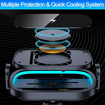 Wireless Car Charger Mount for Samsung Galaxy Z Fold 8 7,15W Fast Charging - color: Black-With 60W Car Charger