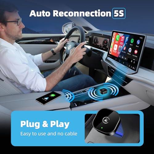 2026 New Wireless CarPlay Adapter for Apple iPhone ＆Android Auto 2 in 1, Mini USB CarPlay Dongle Wired to Wireless, Fast Connection, Compatible with iOS 10+ & Android 11+, Plug and Play (Dark Black) - color: Dark Black