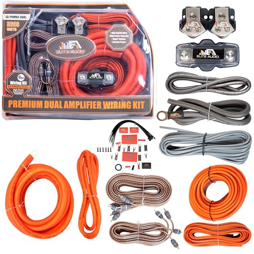 Elite Audio 0 Gauge Dual Amplifier Wiring Kit, 3600W CCA Amp Install Kit for 2 Amplifiers – EA-PRMK0-DUAL - size: 0 Gauge (Dual Amp)