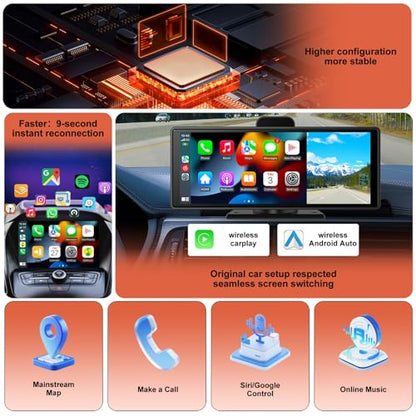 Wireless CarPlay Adapter Compatible with Apple CarPlay 2026 Upgraded Mini Design,USB/USB-C Plug and Play,Stable Low-Latency Connection for iPhone & Android - color: Orange