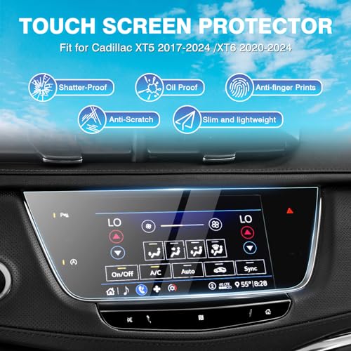 Karltys 2 Pack Screen Protector for 2017-2025 2026 Cadillac XT5 and 2020-2025 XT6 8-Inch Touchscreen, 2025 Cadillac XT5 Accessories Navigation Protective Cover Tempered Glass Anti Glare - size: XT5 XT6 8-Inch