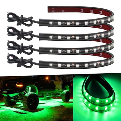 Keiurot 12V Led Light Strip for Car Motorcycle Golf Cart 12.5In Green 4Pack - color: Green Led Strip