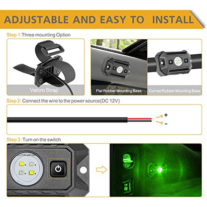 UTV Dome Light with Switch, Rfroad Lighting Universal Roll Bar Mount LED Lights Roll Cage Map Light Interior Lights for UTV ATV Golf Cart Trucks Bed RZR Polaris Off-Road - White/Green - color: Green and white