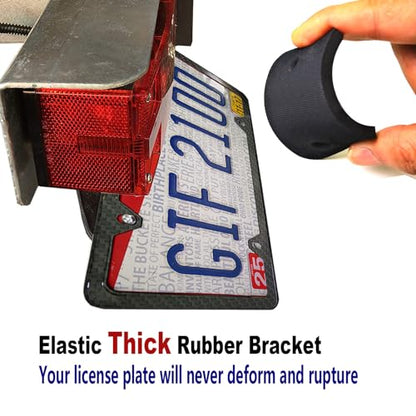 Aootf Trailer License Plate Holder Bracket, Rubber Holder with Carbon Frame - color: Rubber Bracket with Carbon Frame