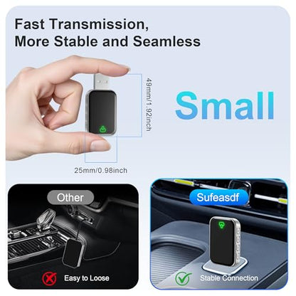 Wireless CarPlay Adapter for Apple & Android Auto, Convert Wired to Wireless,Plug & Play Auto-Connect, No Delay, BT 5.4, 2.4G/5G WiFi - color: Black 1