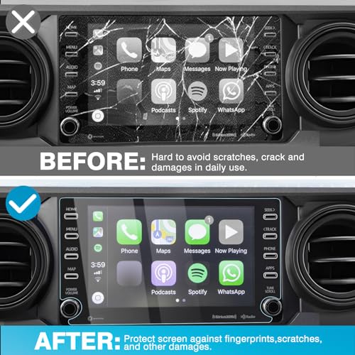 Karltys [Upgrade 2 Pack Screen Protector for 2020-2023 Toyota Tacoma 8 Inch [No Glare & Fingerprint] for Models SR5/Trail/TRD/Limited Touchscreen, 9H Tempered Glass Navigation Screen Cover - size: 8"Toyota Tacoma 2020-2023