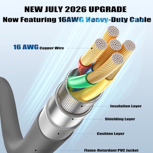 16.4 FT 16AWG Starlink Mini Direct Battery Power Cable [No Boost Converter Needed] Waterproof Starlink Mini Power Cable with 15A Fuse, Starlink Car Adapter – Direct to Car, RV, or Marine Battery - size: 5M