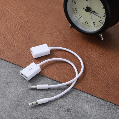 2-Pack AUX to USB Adapter, 3.5mm Male Audio Jack to USB 2.0 Female Converter Cable Only for Car AUX-in with MP3 Decoder