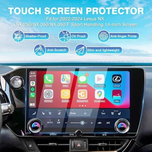 Karltys Upgrade 2 Pack 2026 2025-2022 Lexus NX Screen Protector 14 Inch [No Glare & Fingerprint] for Models NX250 NX350 NX350H NX450h+ Touchscreen Tempered Glass Lexus NX Accessories Screen Cover - size: 2022-2025 Lexus NX 14-Inch