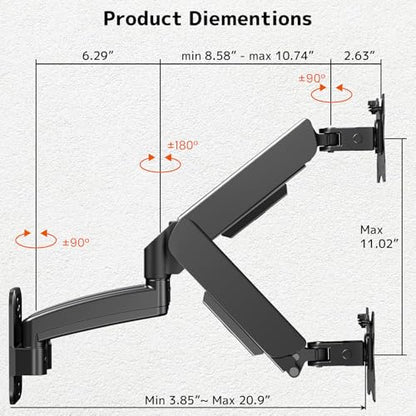 Dual Monitor Wall Mount for 17-32 inch Flat/Curved Computer Screens - size: 17 - 32 Inch, style: Dual Arms