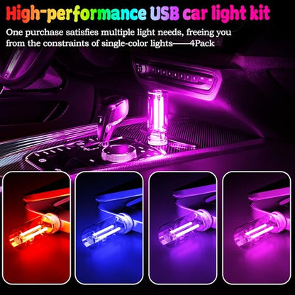 4 PCS USB Touch Dimmable Retro Glass Bottle Car Night Light - color: 1Red&1Blue&1Purple&Pink