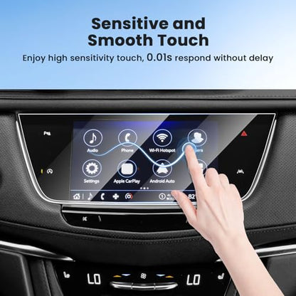 Canvcle 2PCS 9H Screen Protector for 2017-2025 Cadillac XT5/2020-2025 XT6 Accessories, 8 Inch Navigation Screen Tempered Glass Touchscreen Protector Navigation Screen Cover Protective Film - size: 2017-2025 Cadillac XT5/XT6 8 Inch