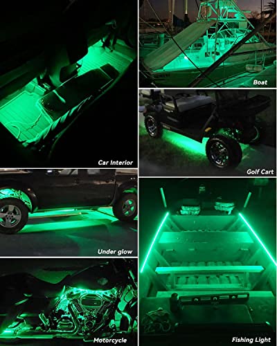 Keiurot 12V Led Light Strip for Cars 24Inch Connectable & Waterproof, 4Pack - color: Green Led Strip 24" Connectable