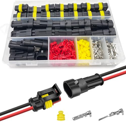 25 Kit 2 Pin Connector Automotive Electrical Waterproof 2 Wire Connectors - size: 22-16AWG 25Set
