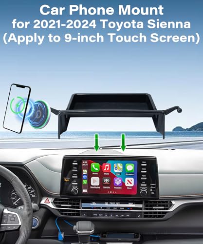 Car Phone Mount for 2021-2024 Toyota Sienna 9" Screen Accessories - size: fit for 2021-2024 Toyota Sienna(9 Inch with Tray)