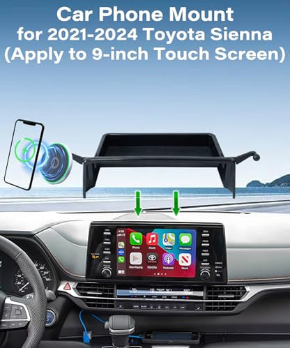 Car Phone Mount for 2021-2024 Toyota Sienna 9" Screen Accessories - size: fit for 2021-2024 Toyota Sienna(9 Inch with Tray)