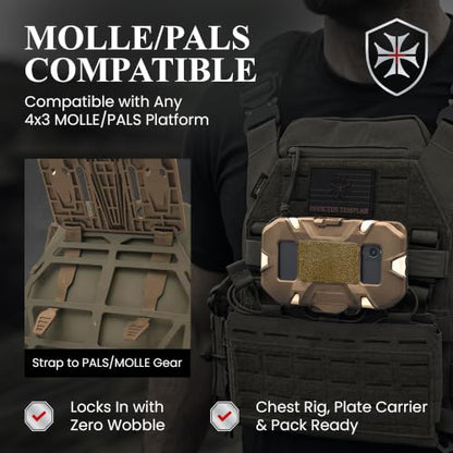 Pathfinder Universal MOLLE Phone, Navigation and GPS Rig – Folding Tactical Phone Holder for Tactical Vests, Chest Rigs, and Backpacks, Fits Devices 3.5" to 6.75" - Coyote Brown - color: Coyote Brown