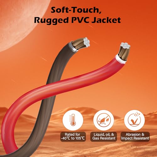 4 Gauge AWG Power/Ground Wire Cable 25 Ft Black+25 Ft Red, High Power Shielded CCA Soft Automotive Welding Battery Wiring Kit,for Car Audio Amp Speaker RV Trailer Marine Solar+ Lugs&Heat Shrink Tubes - size: 25FT
