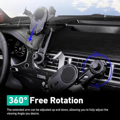 1 PC Car Cell Phones Mount, 360 Degree Rotating Car Vent Phone Mount, Gravity Sensitive Clamp Air Vent Phone Holder, Universal for 4 "-7" Smartphones (Black)