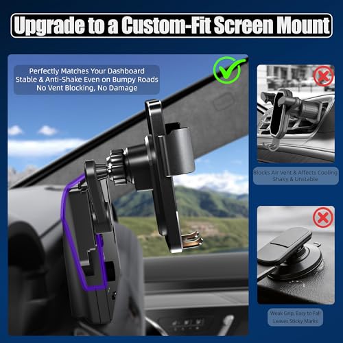 Car Phone Mount for 2023-2026 Honda CR-V & HR-V, Smart Auto-Clamping on 7/9" Touchscreen, 15W Wireless Fast Charging, Premium Aluminum Holder, Without Blocking Airflow - size: for Honda CR-V/HR-V | 2023-2026