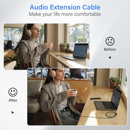 Elecan Headphone Extension Cable 10 Ft, 1/8 Inch 3.5 MM AUX Cord Wire Male to Female, Hi-Fi Sound Thin&Slim Braided TRS Stereo Audio Beats Cable Extender for Car,Home Stereos, Speaker,Phones - size: 10FT-1PK