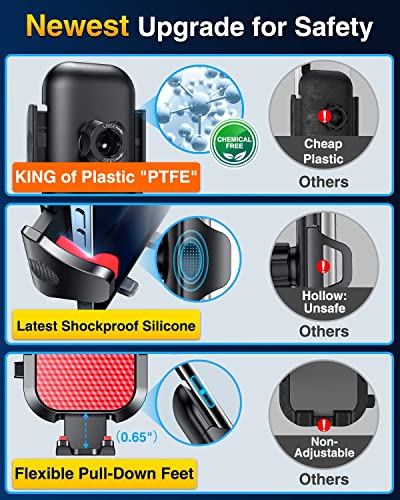 VANMASS [True Military-Grade] Car Phone Holder [Best Suction & Clip] Cell Phone Mount for Dashboard Windshield Vent Truck Cradle Dash Stand for iPhone 15 Pro Max 14 13 12 Android, Red - color: Red