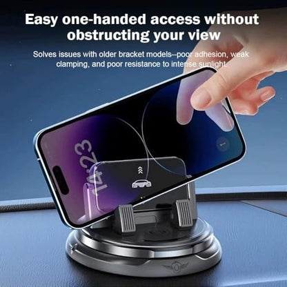 360 Degree Rotation Dashboard Phone Holder,Dashboard Navigation Bracket,Non-Slip & One-Hand Operation Car Cell Phone Mount with Cable Clip,Hide Number Design,Universal for Most Cars (Black)