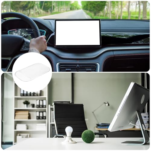 HARFINGTON 7pcs Car Dashboard Anti-Slip Mat 5.5" x 3" Universal Sticky Dash Pad Washable Reusable Car Non-Slip Mats for Phone Keys Sunglasses Electronic Devices, Transparent - color: Transparent