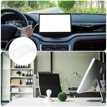 HARFINGTON 7pcs Car Dashboard Anti-Slip Mat 5.5" x 3" Universal Sticky Dash Pad Washable Reusable Car Non-Slip Mats for Phone Keys Sunglasses Electronic Devices, Transparent - color: Transparent