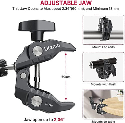 ULANZI Super Clamp Camera Clamp Mount Monitor 360° Ballhead Magic Arm Double Ball Head Adapter with 1/4"-20 & 3/8"-16 Thread for Canon Nikon DSLR Camera/Gopro/LED Lights/Ronin-M/Ronin MX/Freefly MOVI - size: Gopro Adapter Kit