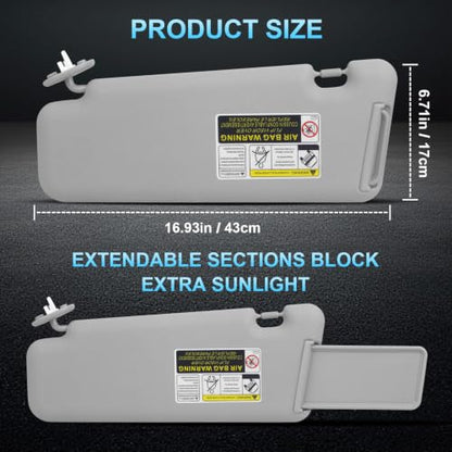 ItranMc Sun Visor Passenger Side for 2008-2013 Toyota Highlander - color: (Gray)Right Passenger Side