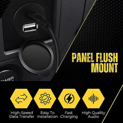 TNP USB RCA Flush Mount Cable - Dashboard Panel Dash Mount Port USB + RCA to USB + 3.5mm AUX Socket Jack Plug Connector Extension Wire Cord for Car Truck Trailer Boat Motorcycle (1M / 3FT)