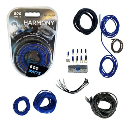 10 Gauge Amp Wiring Kit 600 Watt Amplifier Install Kit - Harmony Audio