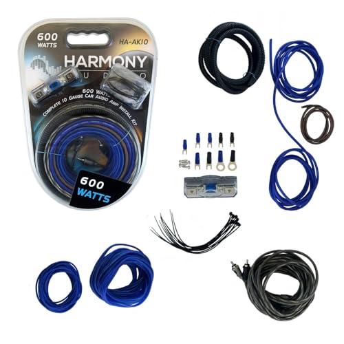 10 Gauge Amp Wiring Kit 600 Watt Amplifier Install Kit - Harmony Audio