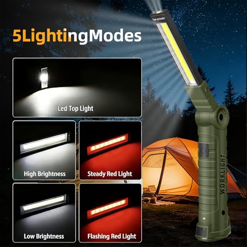 LED Work Light Rechargeable Flashlight, Tool Gifts for Fathers Day Dad - color: Green