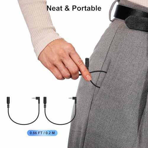 J&D 2.5 mm Male to 1/8 inch 3.5 mm Female Stereo Audio Cable, 90 Degree Right Angle Headphone Cord Compatible with Radios, Headphones, Recorders, Cameras, 0.66 Feet