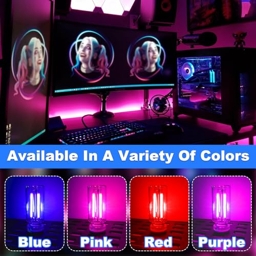 4 PCS Car USB Lights, Car Interior Ambient Lights, Mini Touch Dimmable Glass Bottle LED Bulb for Vehicle, Bedroom, Hallway, Camping, Car Decoration (2Blue+2Red)