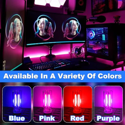 4 PCS Car USB Lights, Car Interior Ambient Lights, Mini Touch Dimmable Glass Bottle LED Bulb for Vehicle, Bedroom, Hallway, Camping, Car Decoration (2Blue+2Red)