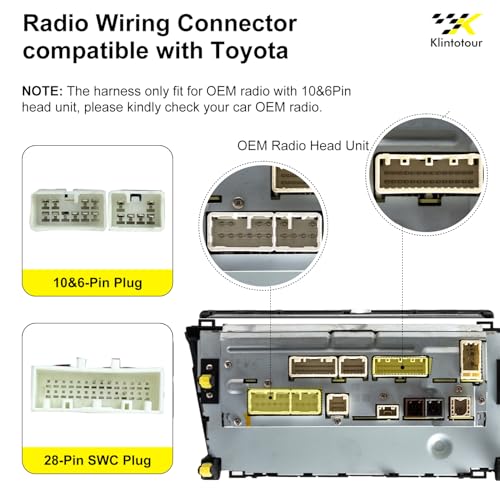 Aftermarket Radio Wiring Adapter Compatible with Toyota 2013-2019/Lexus 2014-2016,16Pin Android Car Stereo Harness with Antenna Adapter 24Pin RCA Connector 28Pin SWC, Fits for Camry Corolla RAV4 IS350 - style: with 28Pin swc, antenna