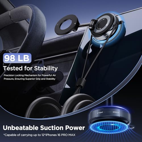 MSXTTLY Vacuum Magnetic Phone Holder, Suction Cup Phone Mount for Your Car - color: Black