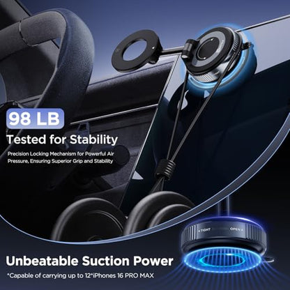 MSXTTLY Vacuum Magnetic Phone Holder, Suction Cup Phone Mount for Your Car - color: Black