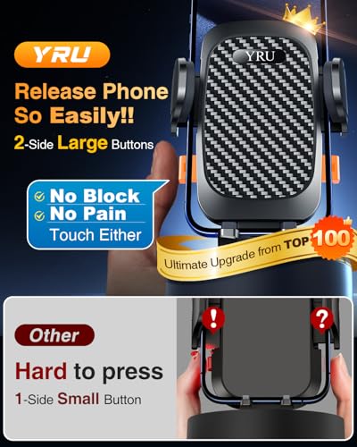 YRU True Military-Grade 360°Rotation Suction 2026 Ultimate Car Phone Holder - color: Gloss Black