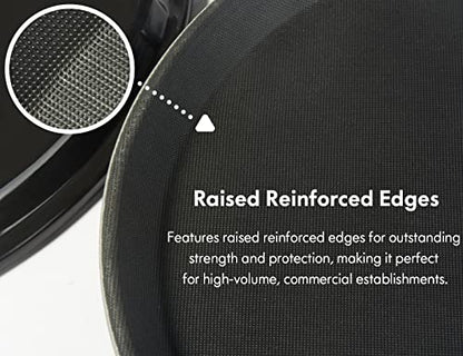 CURTA 2-Pack Restaurant Grade Non-Slip Tray, NSF, 14 Inch, Plastic Rubber Lined Round Serving Tray, Black - color: Black-round, size: 14 Inch