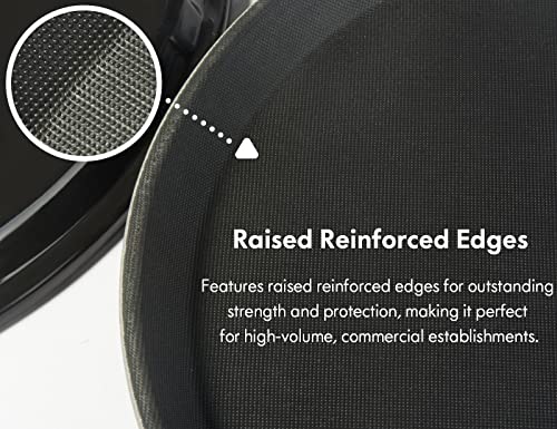 CURTA 2-Pack Restaurant Grade Non-Slip Tray, NSF, 14 Inch, Plastic Rubber Lined Round Serving Tray, Black - color: Black-round, size: 14 Inch