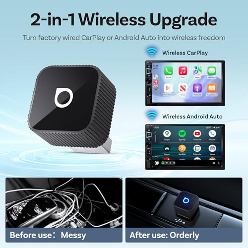 OTTOCAST Mini Slim Wireless CarPlay Adapter & Android Auto Adapter - color: Black